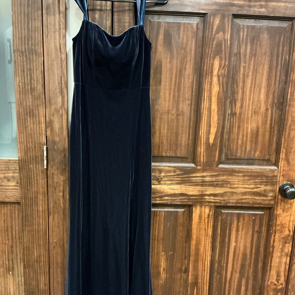 Jenny Yoo Navy Velvet Prom Dress